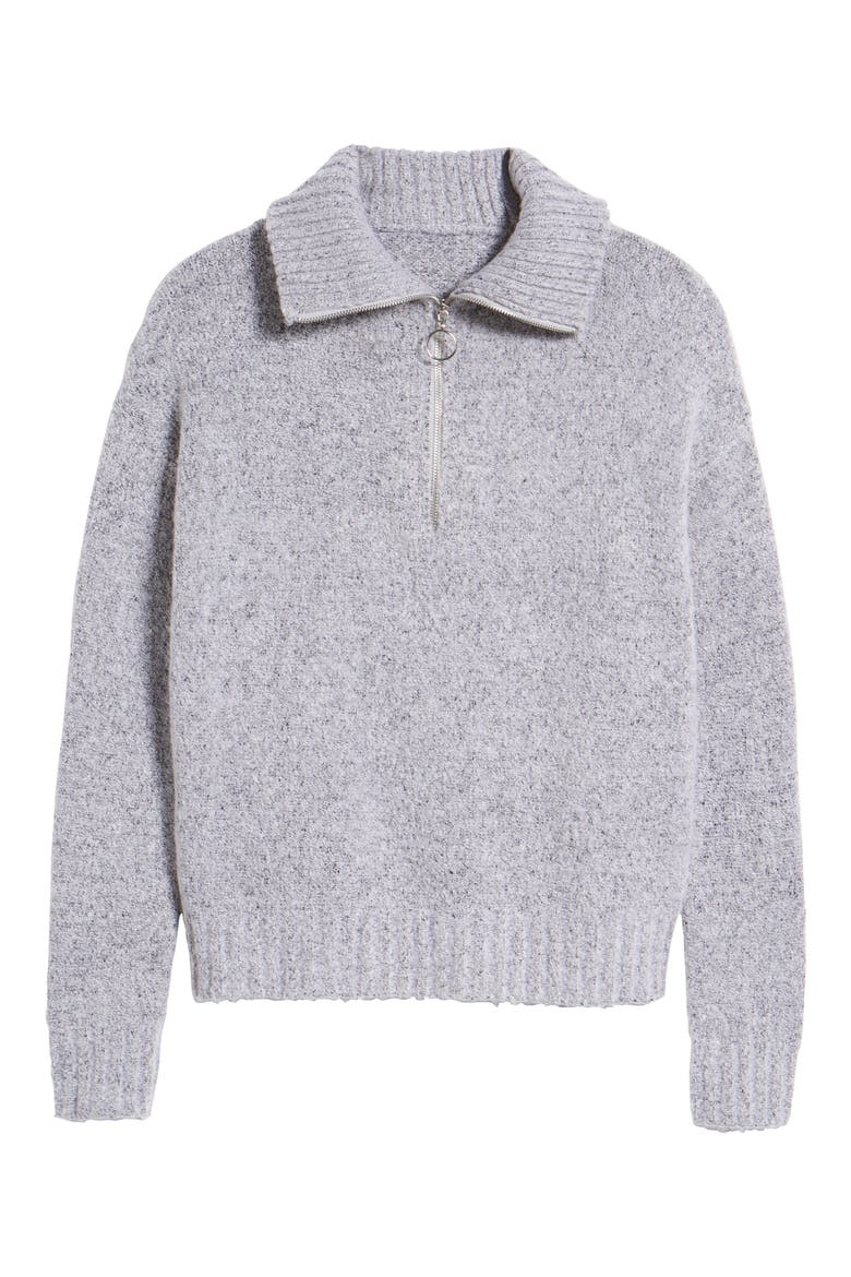 Quarter Zip Sweater, Alternate, color, HEATHER GREY