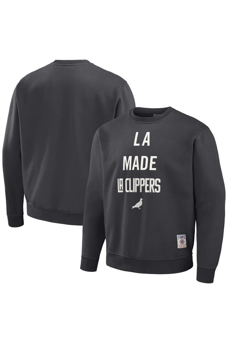 Men's NBA x Staple Anthracite LA Clippers Plush Pullover Sweatshirt, Main, color, Anthracite