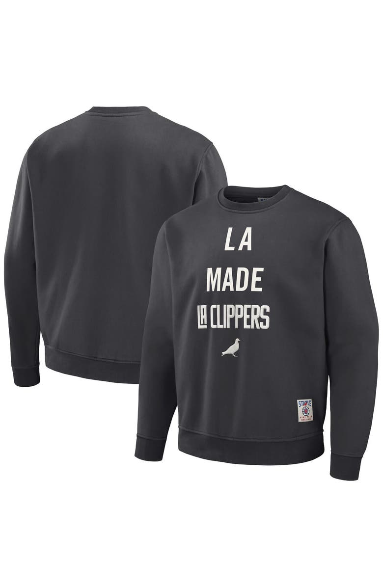 STAPLE Men's NBA x Staple Anthracite LA Clippers Plush Pullover Sweatshirt, Main, color, 
