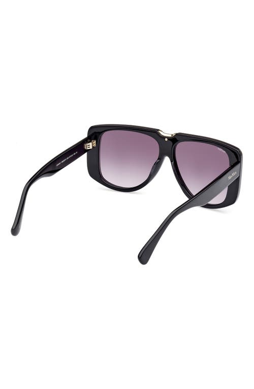 Max Mara Spark 57mm Polarized Shield Sunglasses In Black