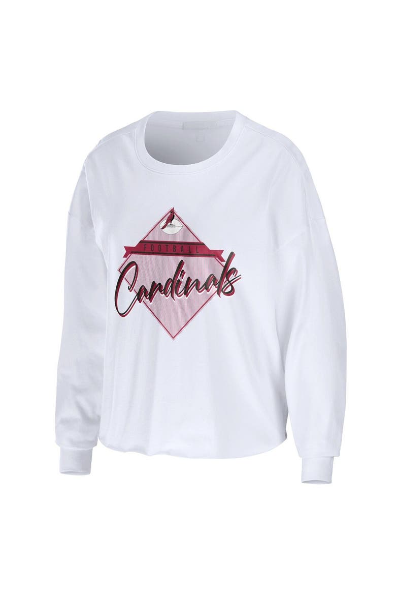 Women's WEAR by Erin Andrews White Arizona Cardinals Domestic Cropped Long Sleeve T-Shirt, Alternate, color, White
