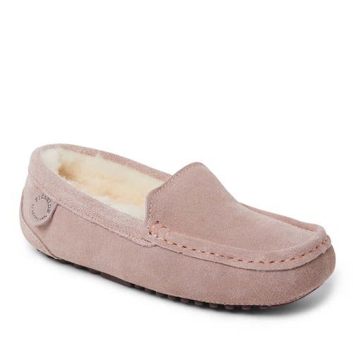 Dearfoams Fireside Mel Genuine Shearling Moccasin Slipper In Purple