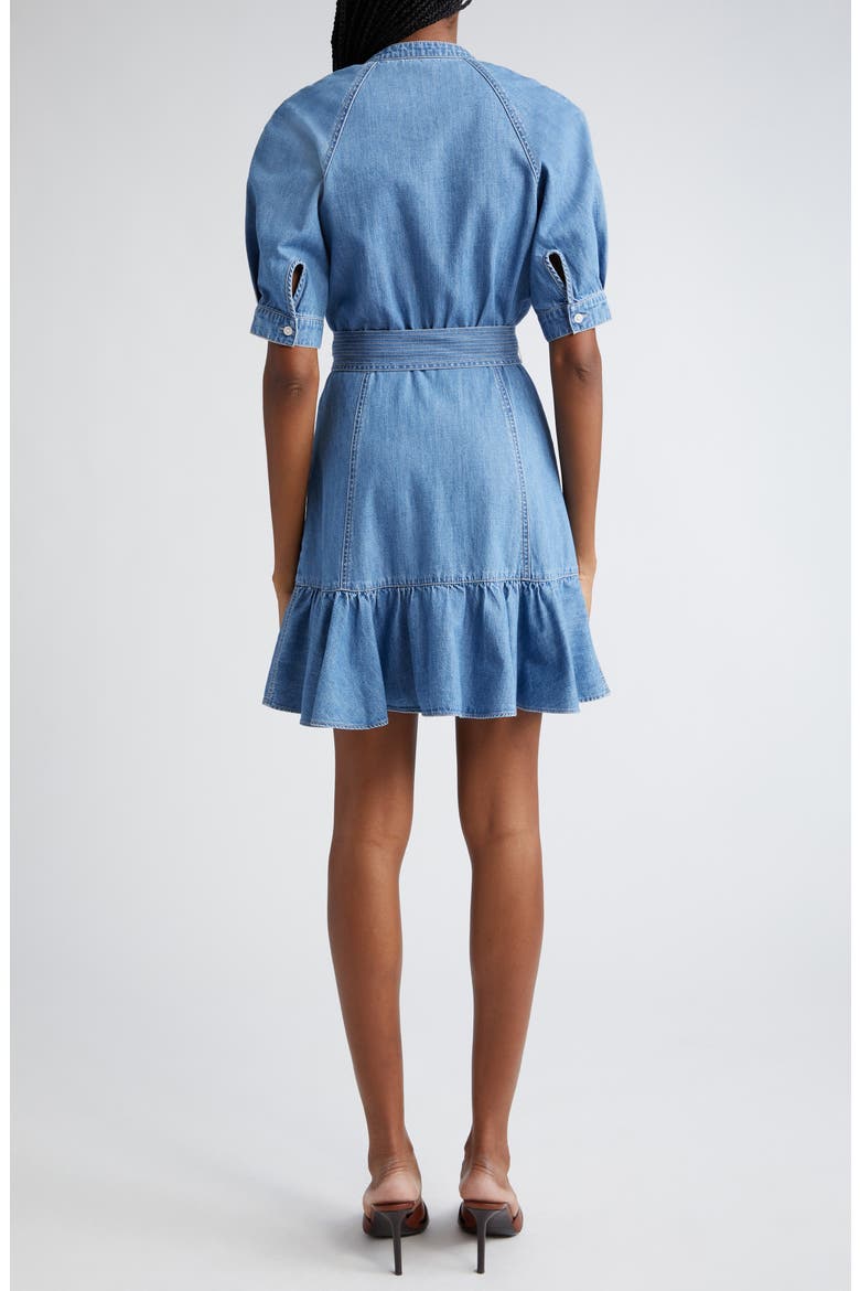 Kanika Belted Denim Minidress, Alternate, color, ICEBERG
