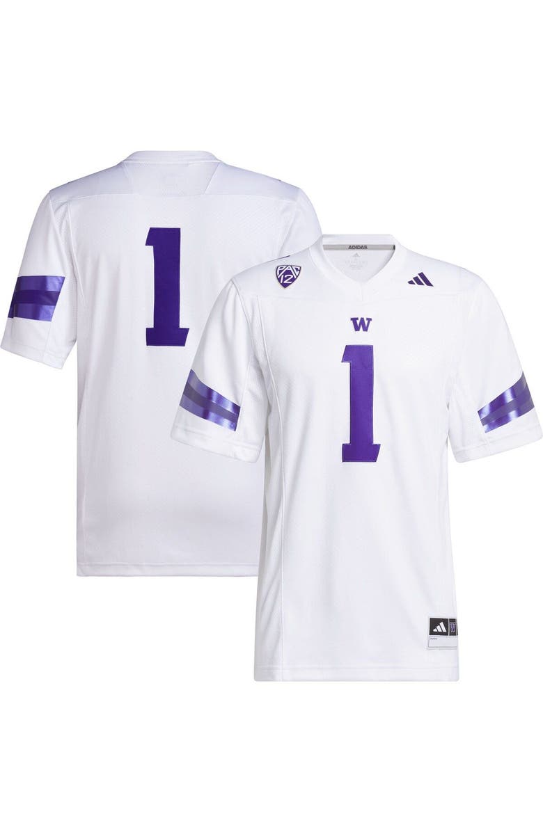 adidas Men's adidas #1 White Washington Huskies Premier Football Jersey, Main, color, White
