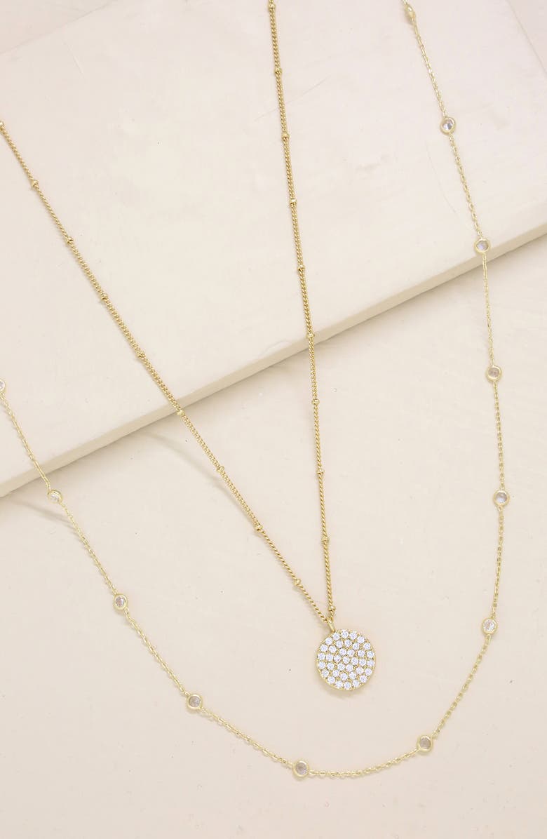 Ettika Set of 2 Cubic Zirconia Necklaces, Alternate, color, Gold