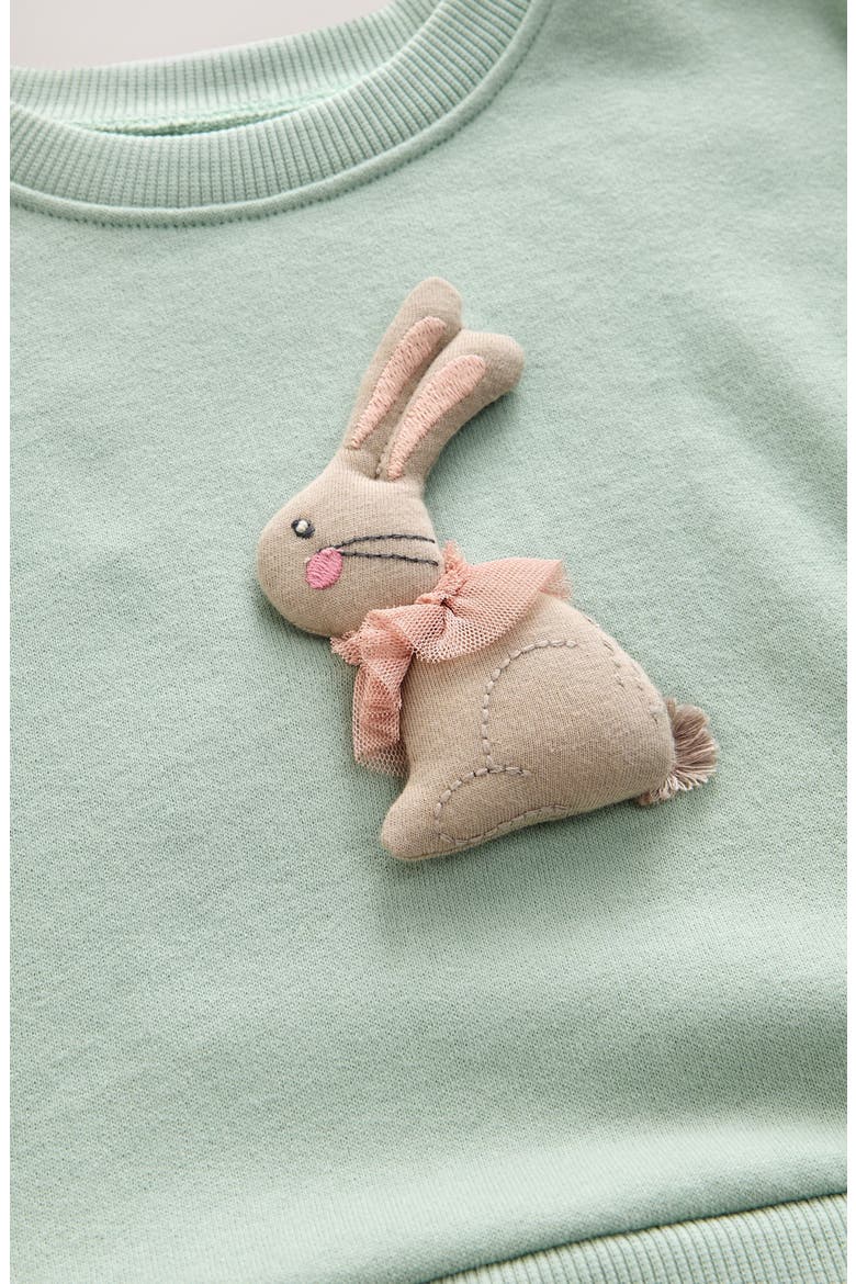 Kids' Bunny Appliqué Sweatshirt Party Dress, Alternate, color, GREEN
