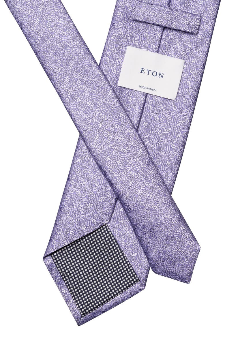 Eton Medallion Jacquard Silk Tie, Alternate, color, Medium Purple