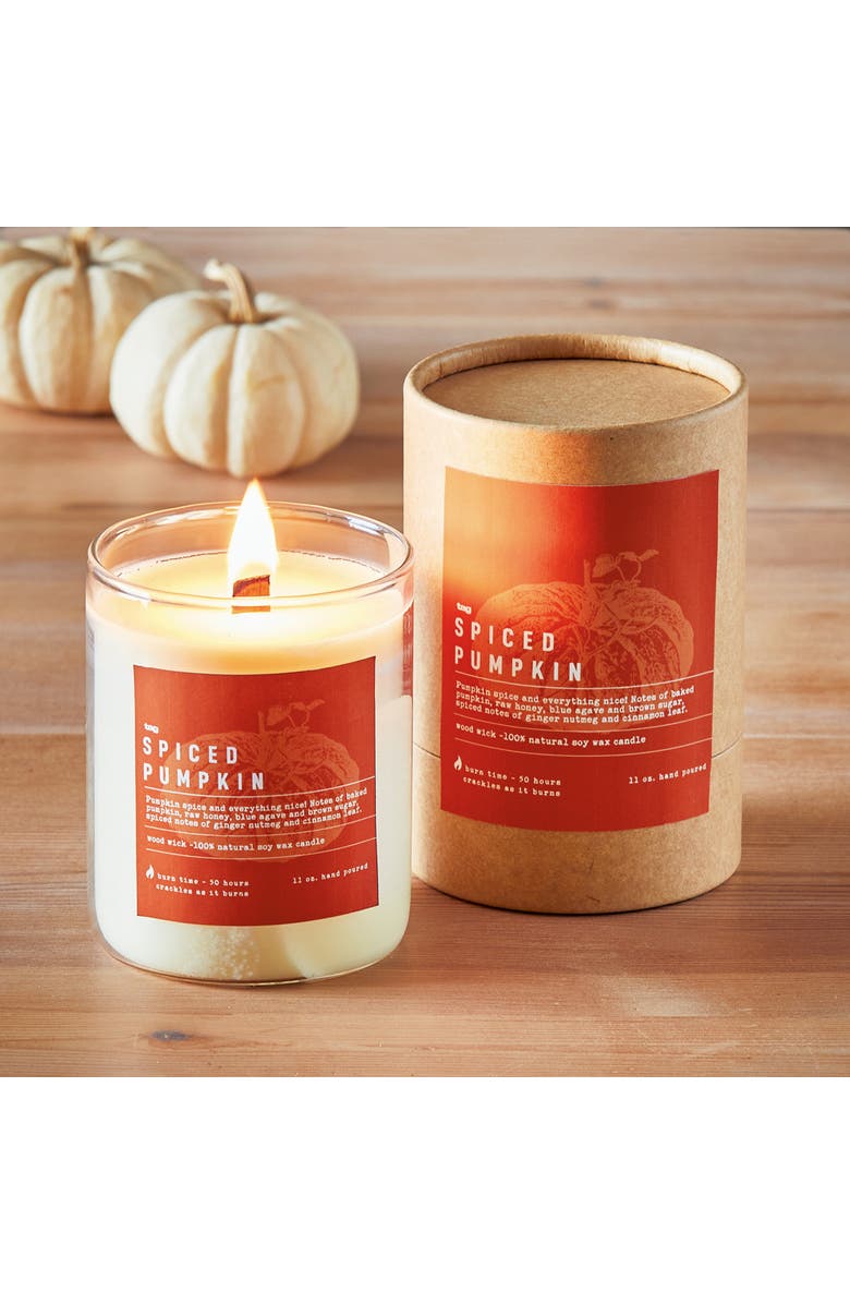 tag Pumpkin Pie Spice Candle Ivory Soy Wax Perfect for Fall, Alternate, color, Beige