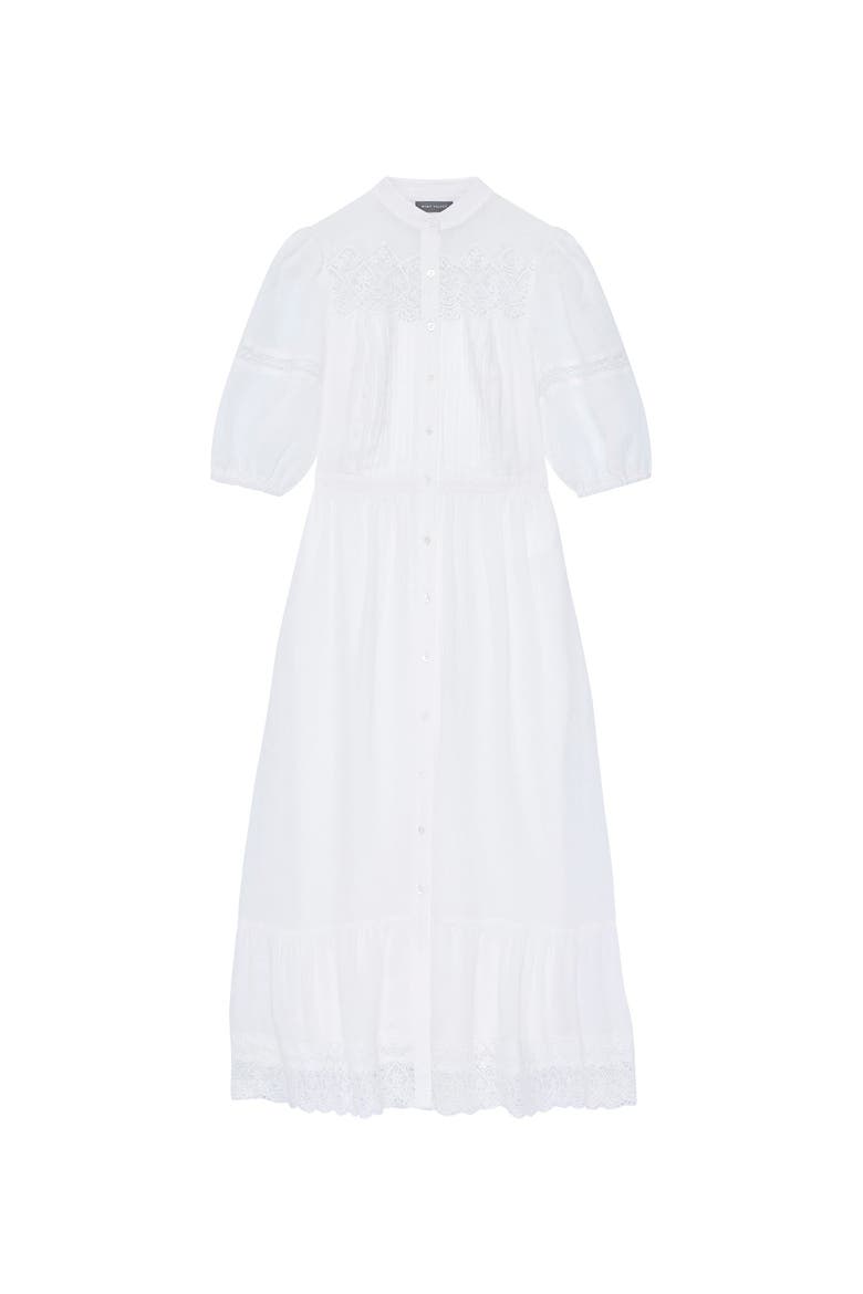 Ramie Puff Sleeve Midi Dress, Alternate, color, Ivory