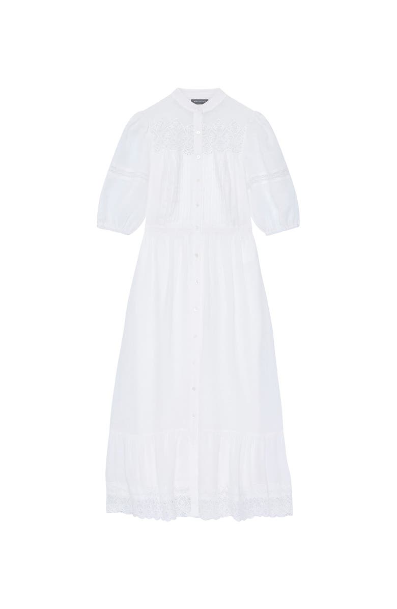 MINT VELVET Ramie Puff Sleeve Midi Dress, Alternate, color, Ivory