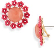 Carolina Herrera Flower & Cabochon Stud Earrings