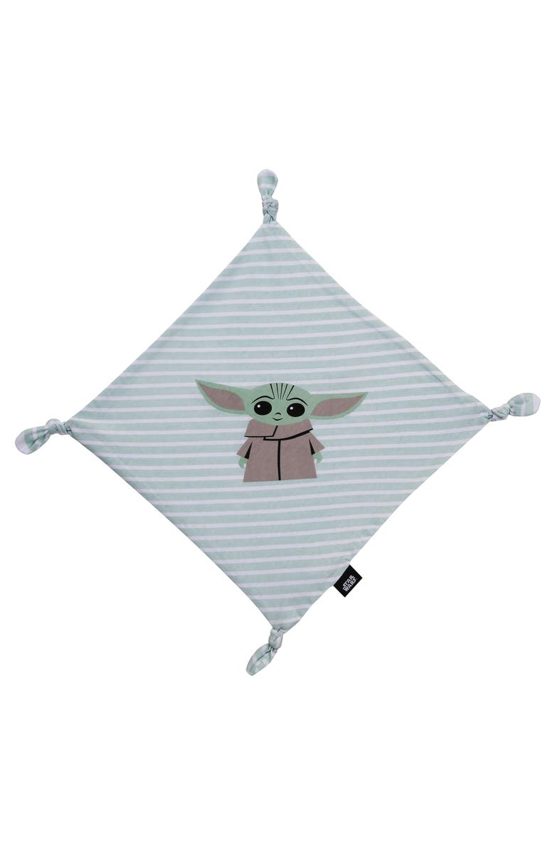 Lambs & Ivy Star Wars Mandalorian Grogu Cotton Jersey Security Blanket/Lovey, Main, color, Green