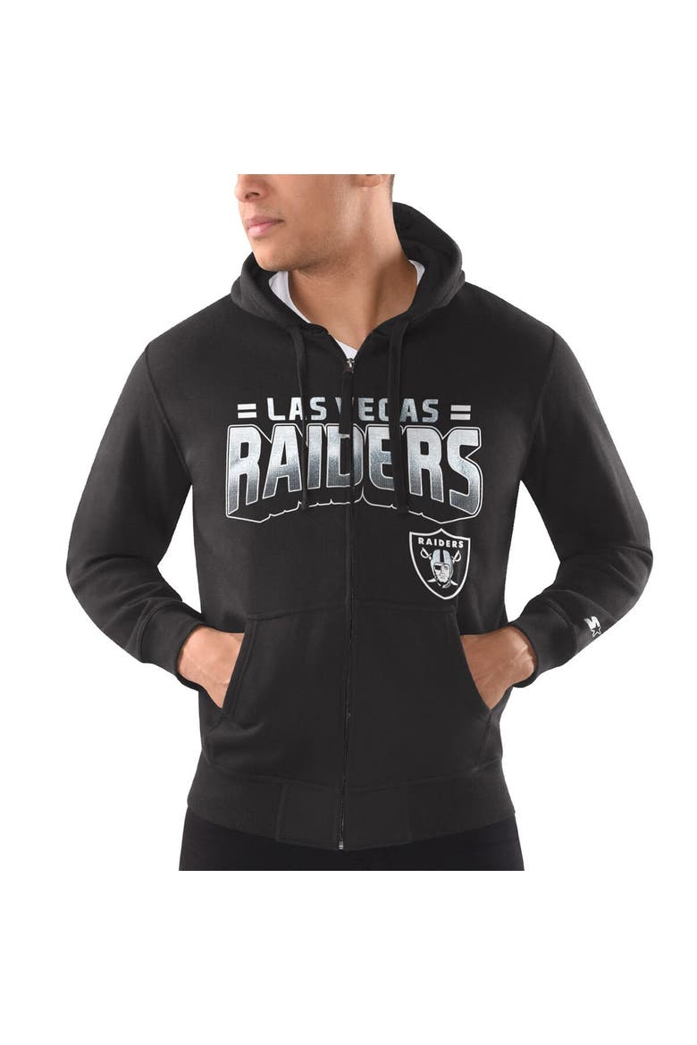 Men's G-III Sports by Carl Banks Black Las Vegas Raiders Perfect Season Full-Zip Hoodie, Main, color, Black