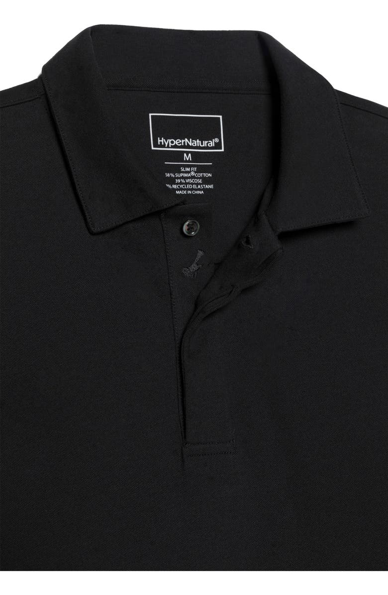 Hypernatural Biscayne Long Sleeve Supima<sup>®</sup> Cotton Blend Polo, Alternate, color, Black Beauty