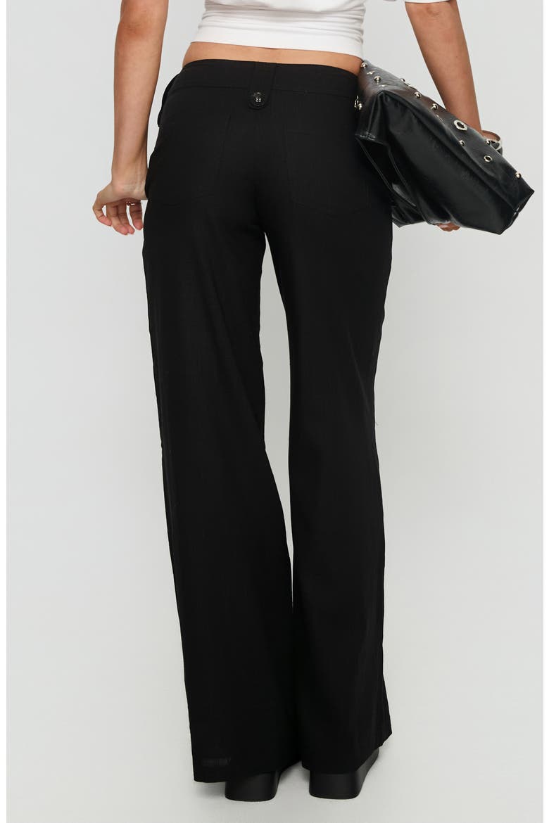 Pedra Low Rise Cotton & Linen Wide Leg Pants, Alternate, color, BLACK