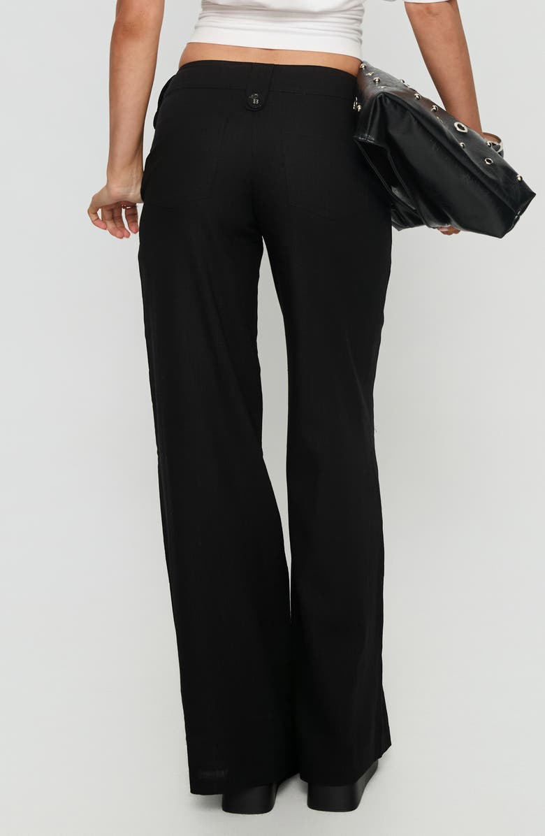 Princess Polly Pedra Low Rise Cotton & Linen Wide Leg Pants, Alternate, color, Black