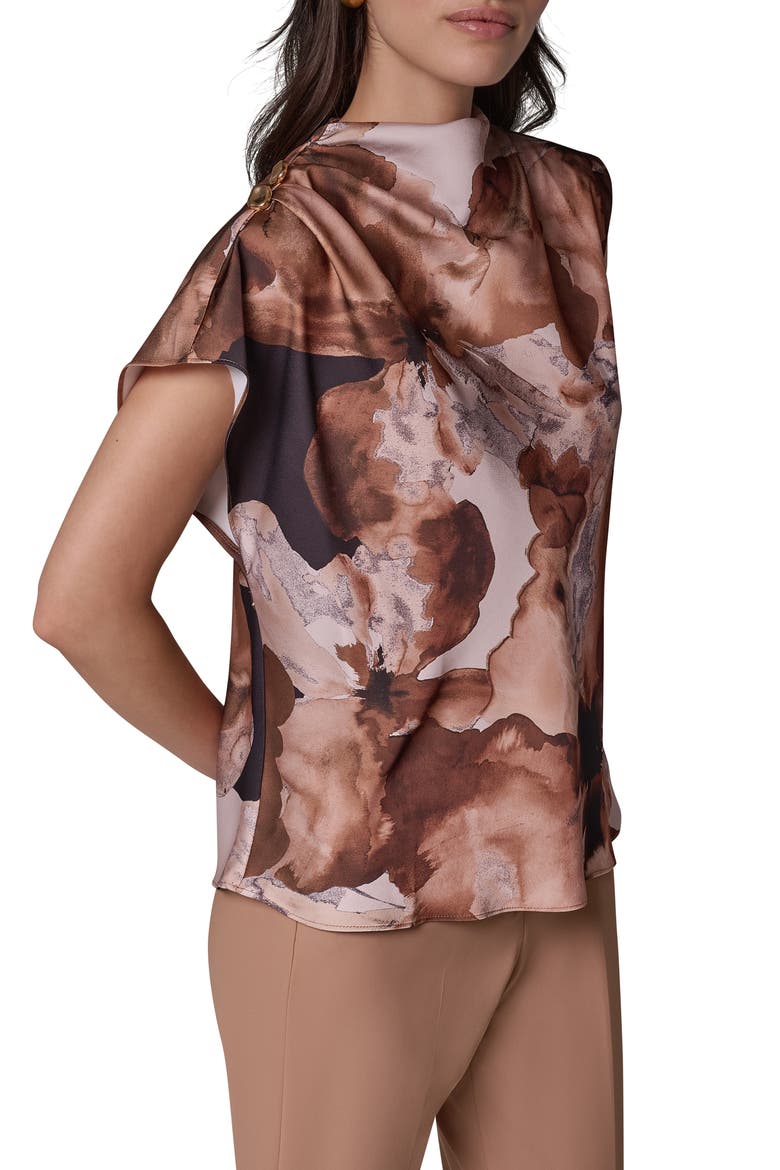 Printed High Neck Sleeveless Top, Alternate, color, CAMEL MULT