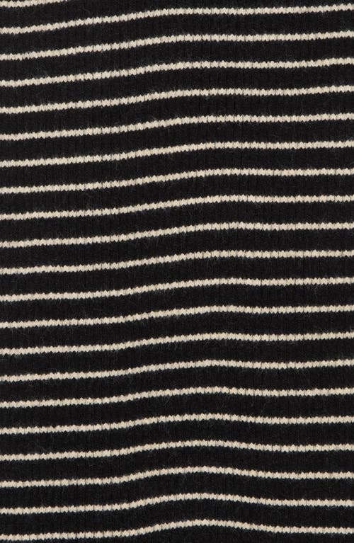 Tasha Ribbed Knit Stripe Scarf In Black