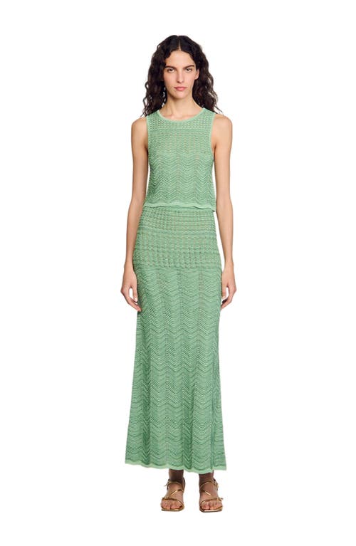 Sandro Knitted Maxi Skirt In Mint