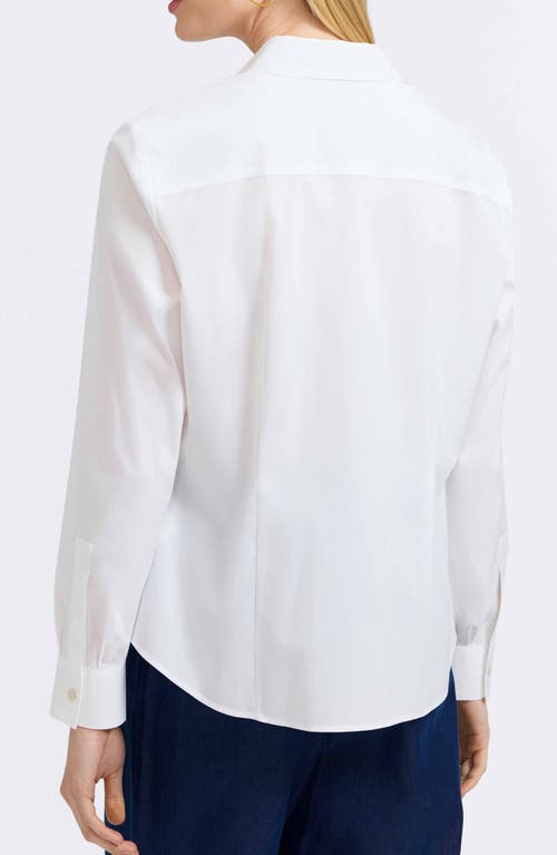 Foxcroft June Stretch Cotton Blend Button-up Shirt In White
