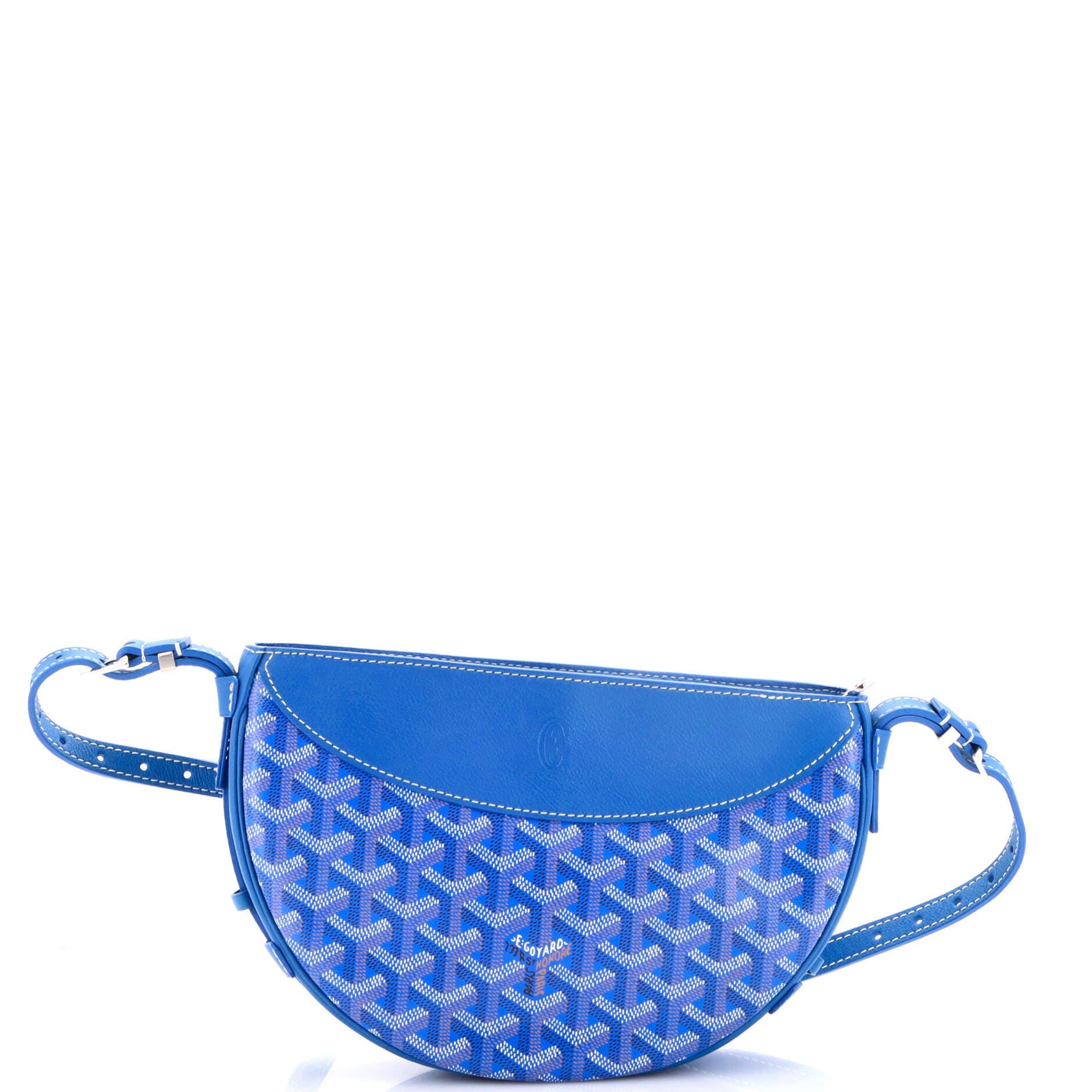 Pre-Owned Goyard Hirondelle Shoulder Bag Coated Canvas and Leather, Alternate, color, Blue