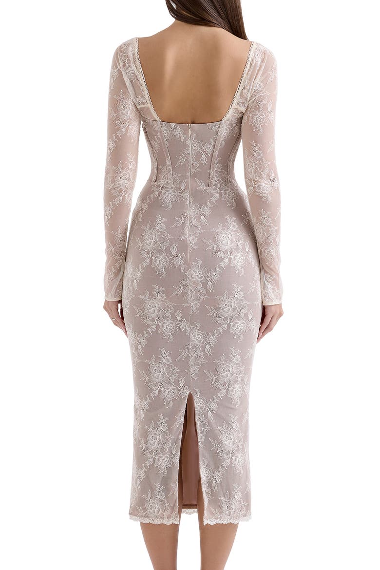 Saisha Long Sleeve Lace Cocktail Midi Dress, Alternate, color, VINTAGE CREAM