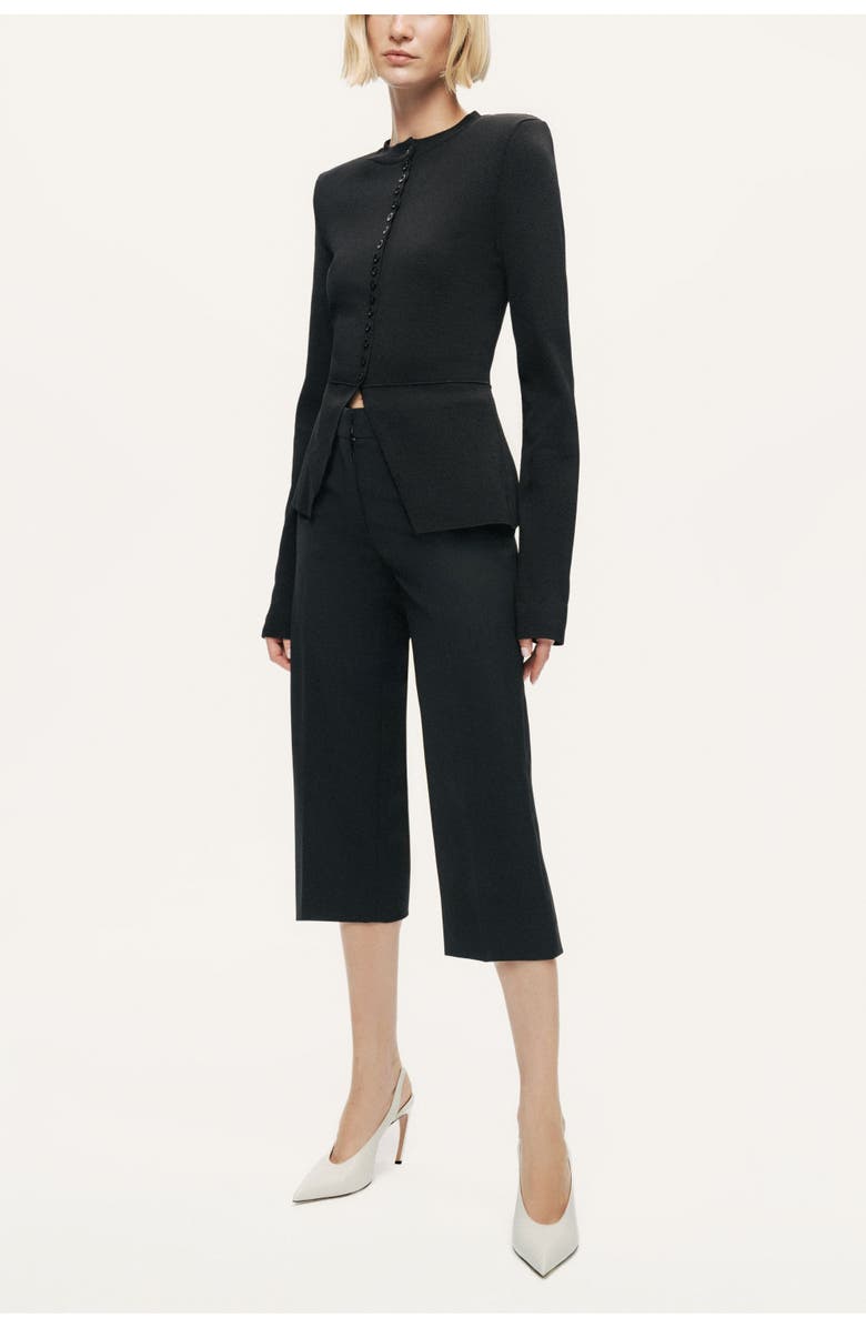 Nocturne Sculpted Button-Front Knit Top, Alternate, color, Black