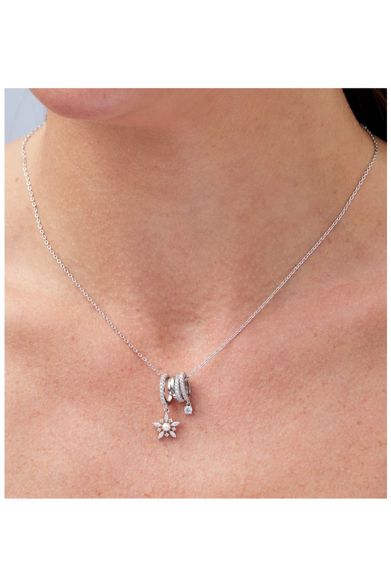 Sterling Silver Freshwater Pearl & Cubic Zircoina Multicharm Necklace, Alternate, color, WHITE