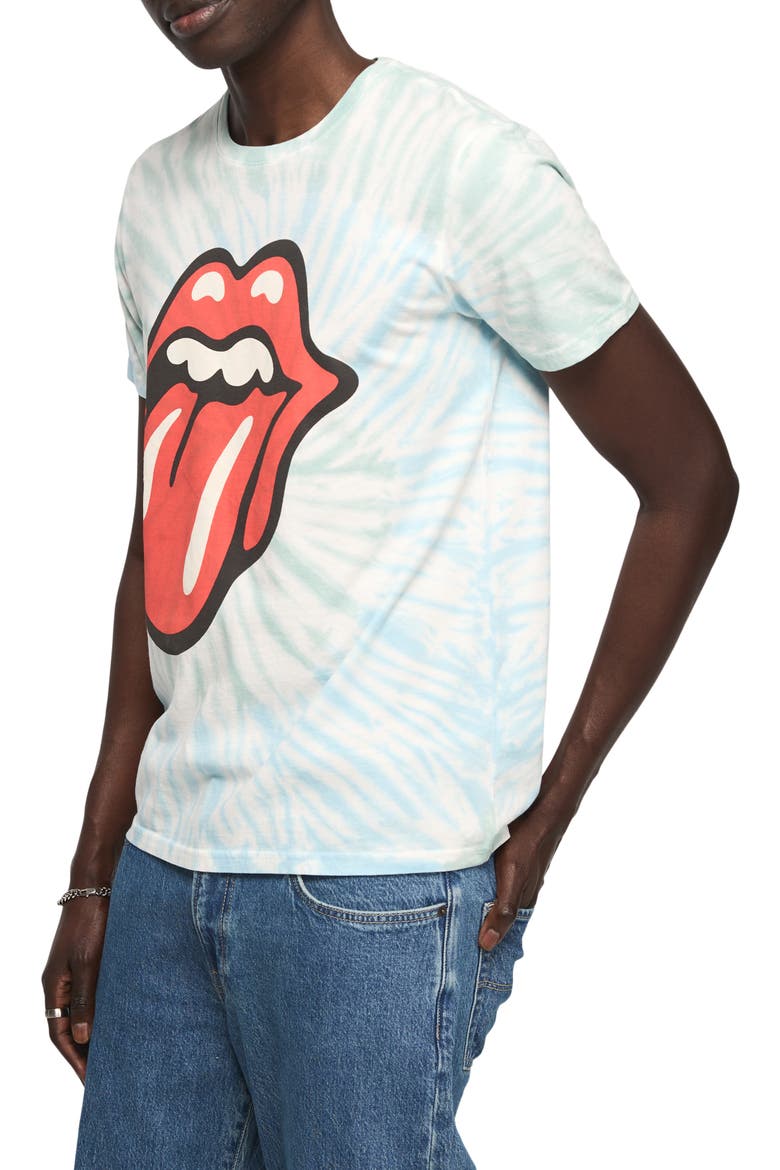 Rolling Stones Graphic Tie Dye Cotton T-Shirt, Alternate, color, BLUE MULTI