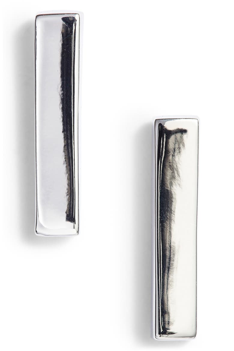 Vertical Bar Stud Earrings, Main, color, SILVER