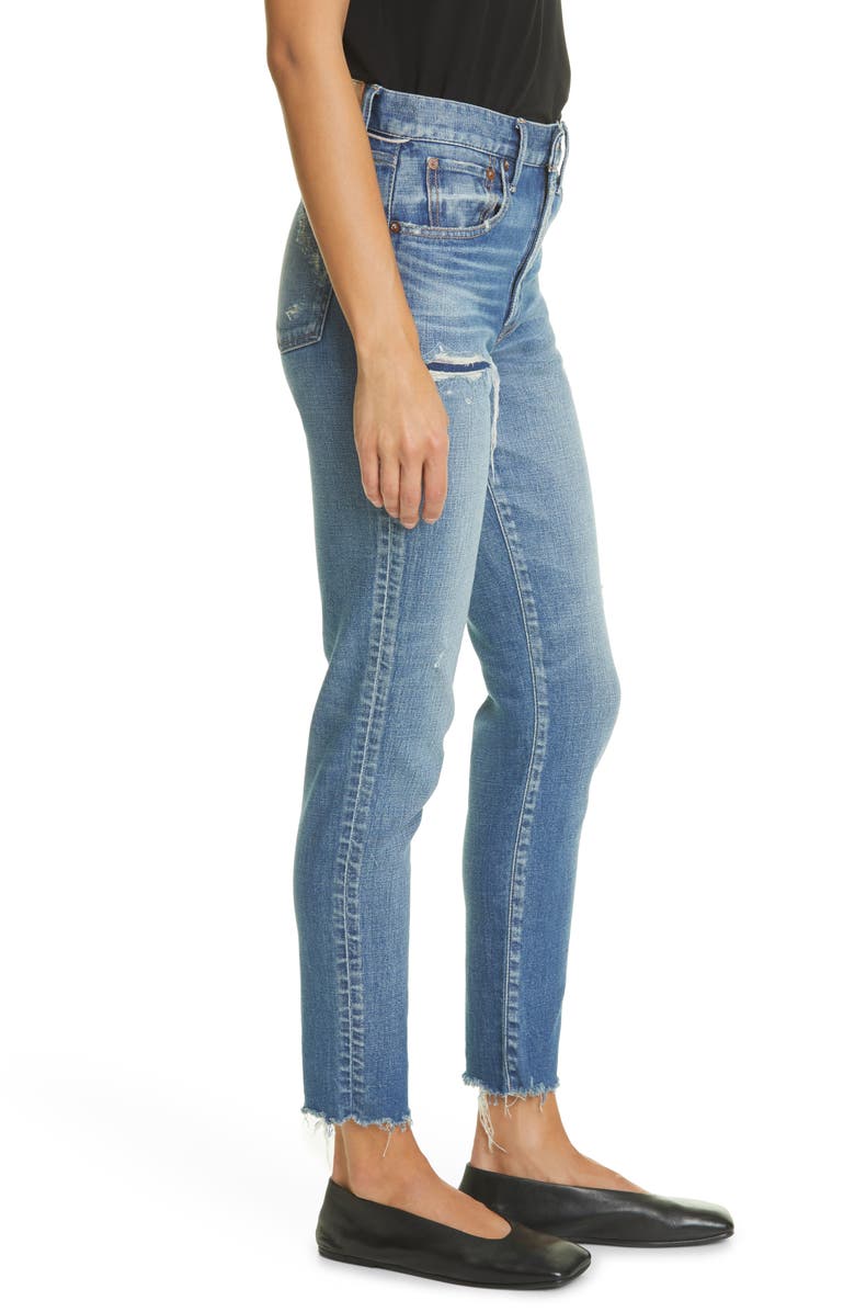 MOUSSY Hammond High Waist Distressed Raw Hem Skinny Jeans, Alternate, color, 