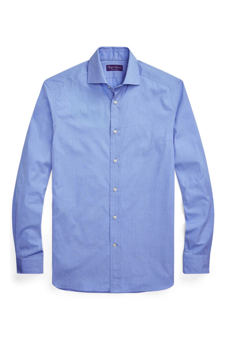 End on End Cotton Button-Up Shirt, Alternate, color, MED BLUE