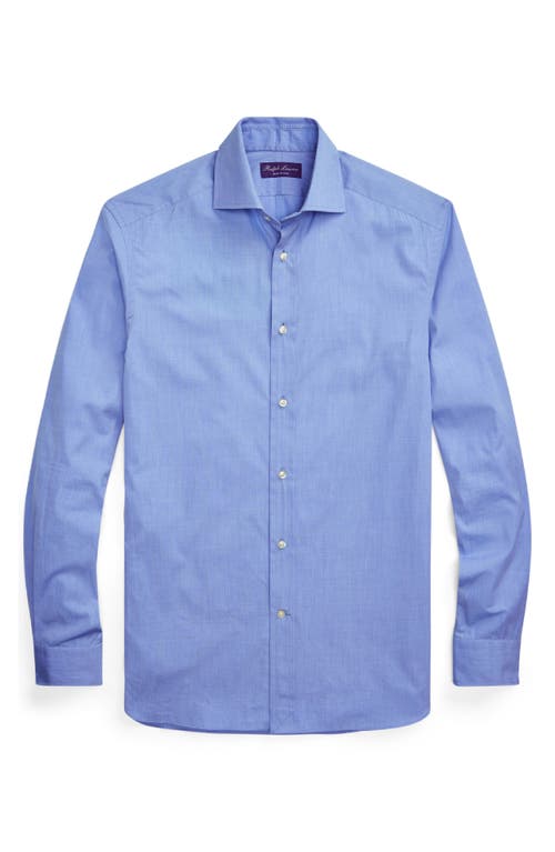 Ralph Lauren Purple Label End On End Cotton Button-up Shirt In Blue