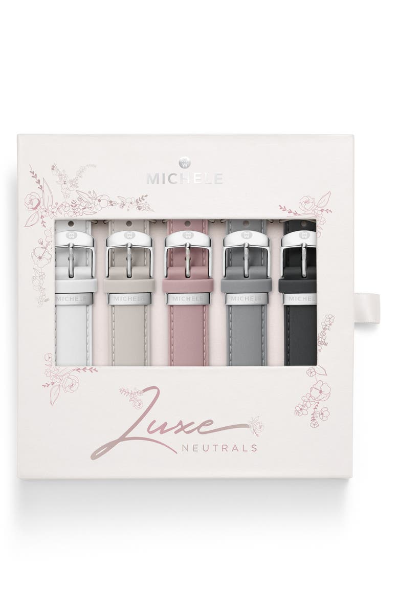 MICHELE Luxe Neutral 5-Pack 16mm Silicone Watch Strap Gift Set, Main, color, 
