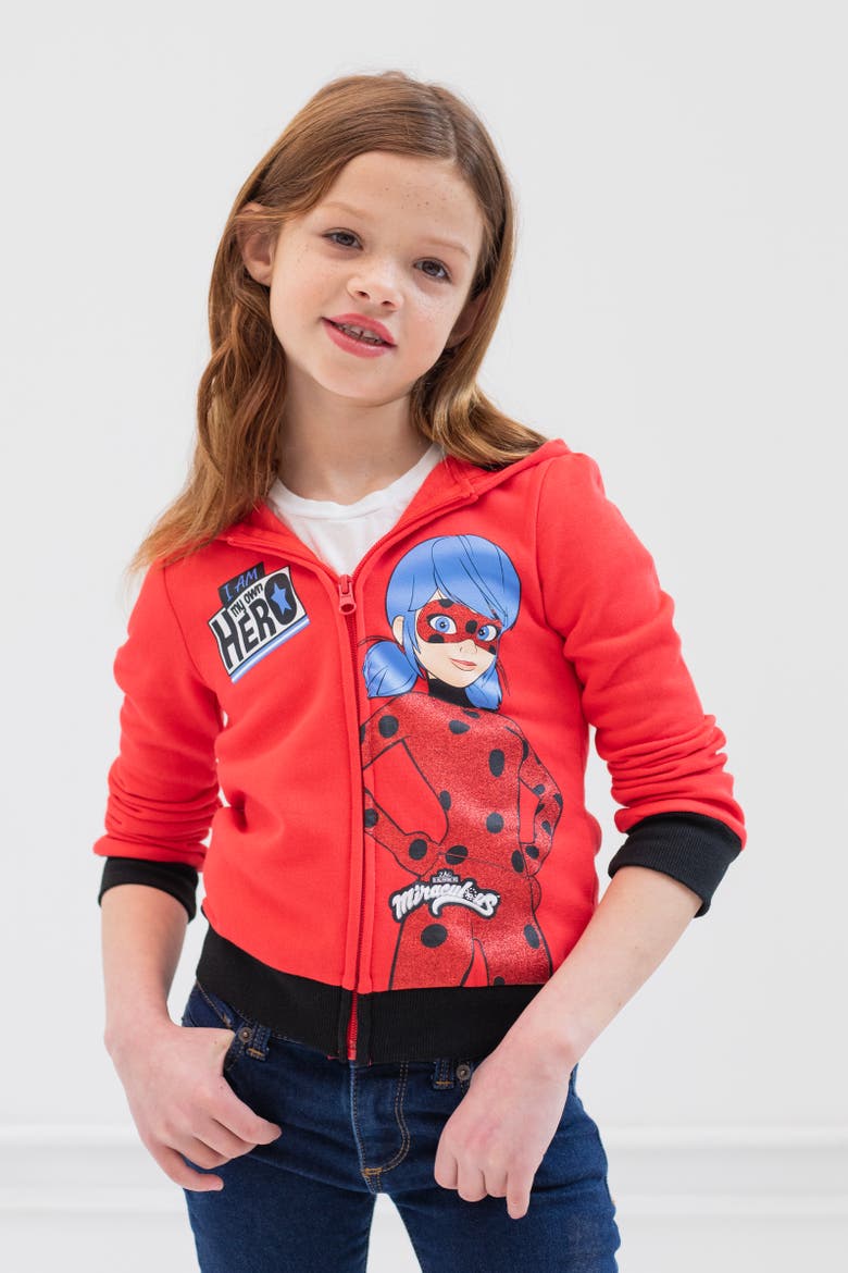Ladybug Zip-Up Hoodie, Alternate, color, Ladybug Red