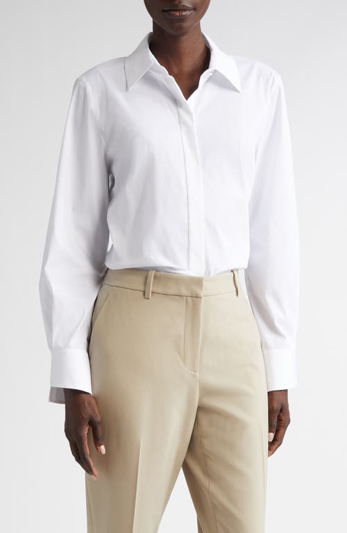 Lafayette 148 New York Wright Cotton Blend Button-Up Shirt in White 