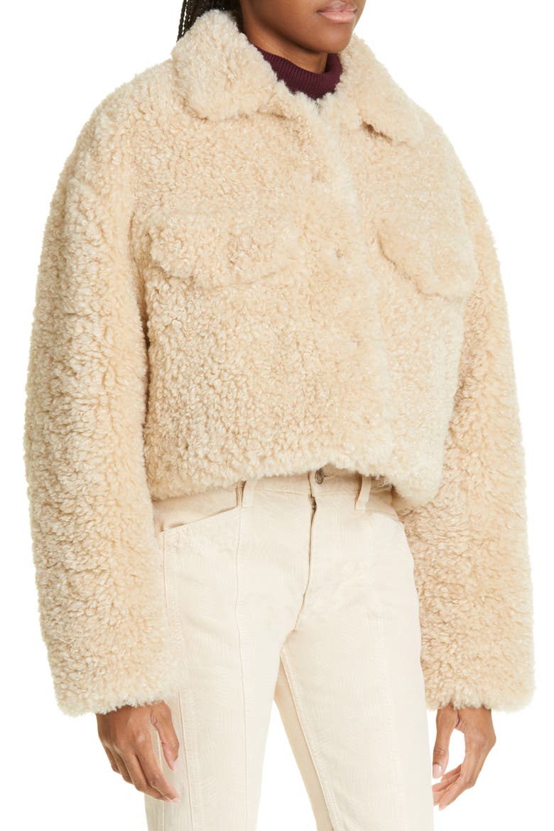 Fazia Crop Faux Shearling Jacket, Alternate, color, ECRU