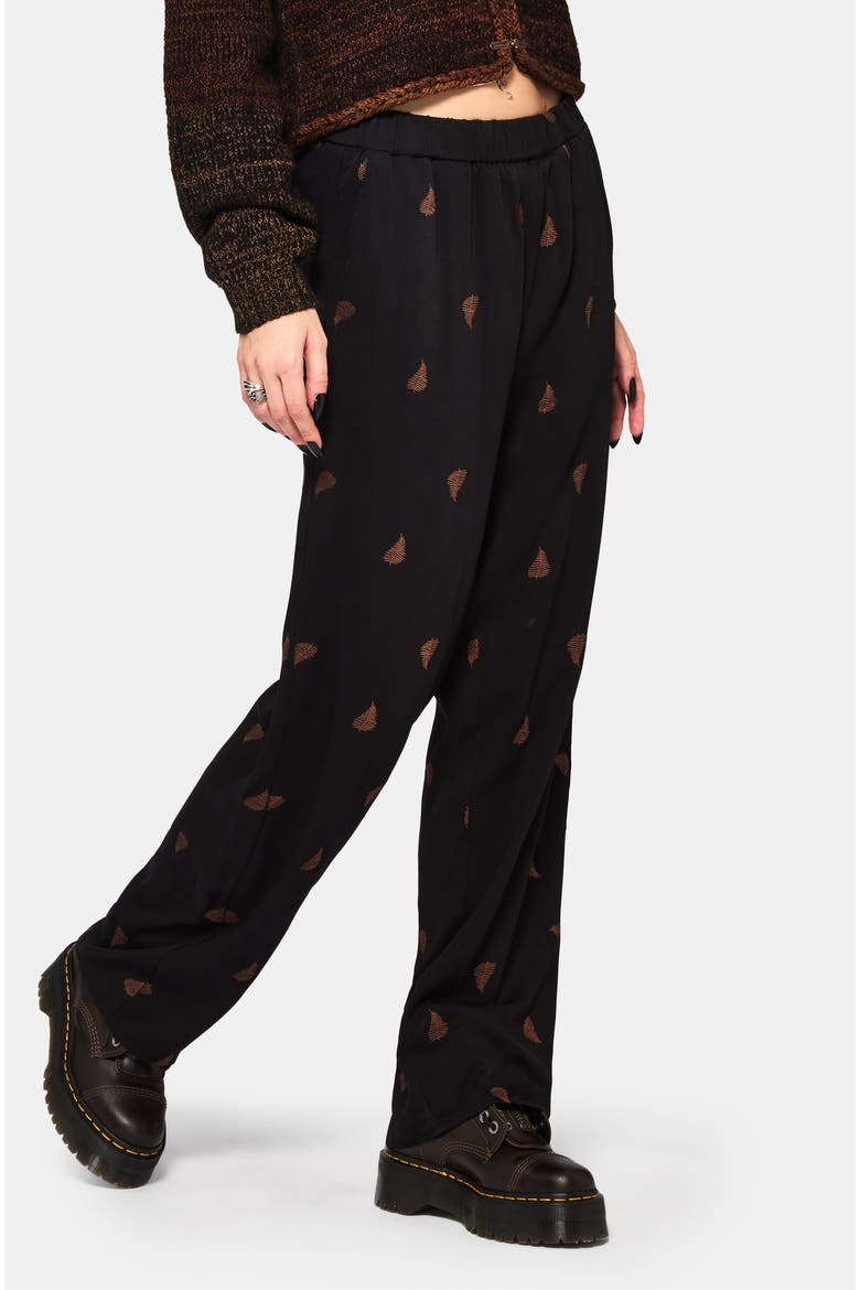 Ruin Fern Embroidered Wide Leg Trouser, Alternate, color, Black