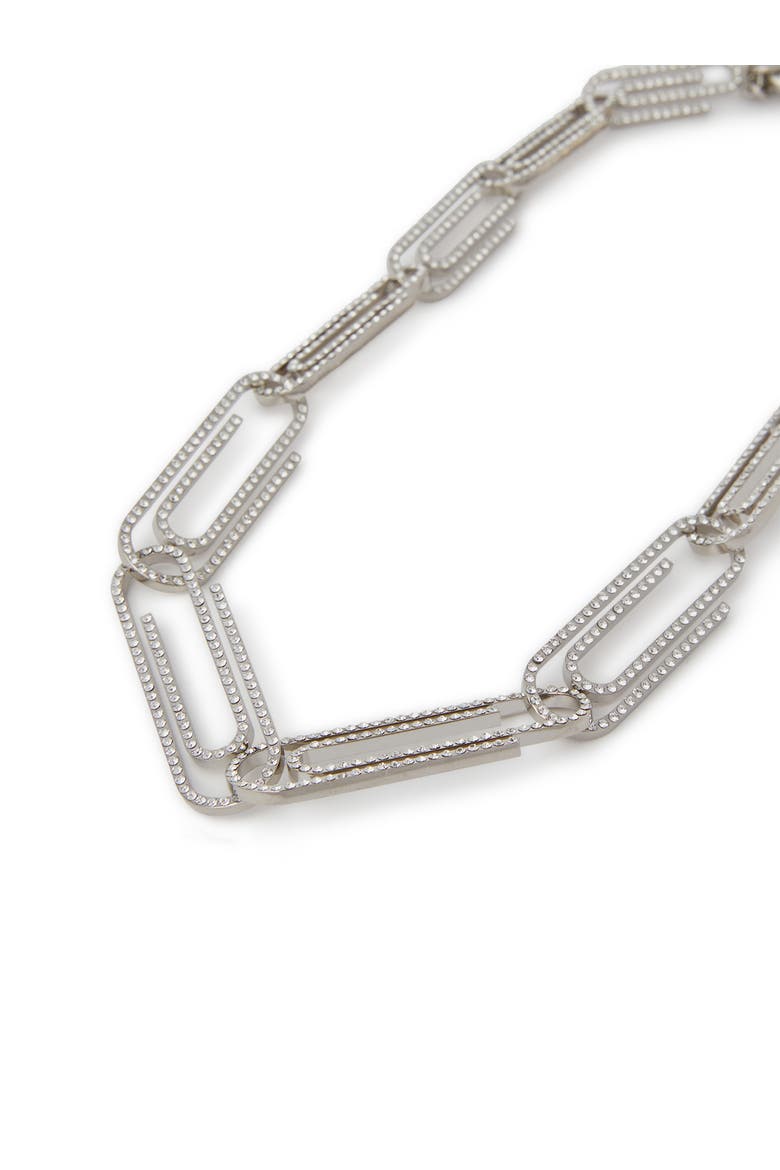 Women's Paperclip Chain Strass Neckla, Alternate, color, Silver
