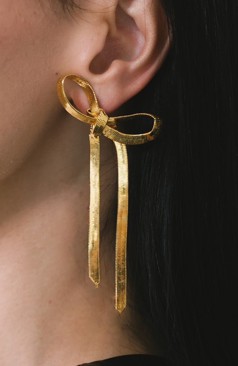 Jennifer Behr Gretta Bow Drop Earrings, Alternate, color, Gold