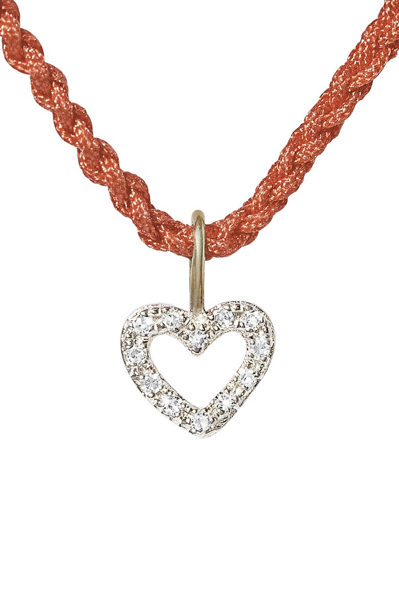 STONE AND STRAND Pavé Diamond Open Heart Pendant Necklace, Alternate, color,