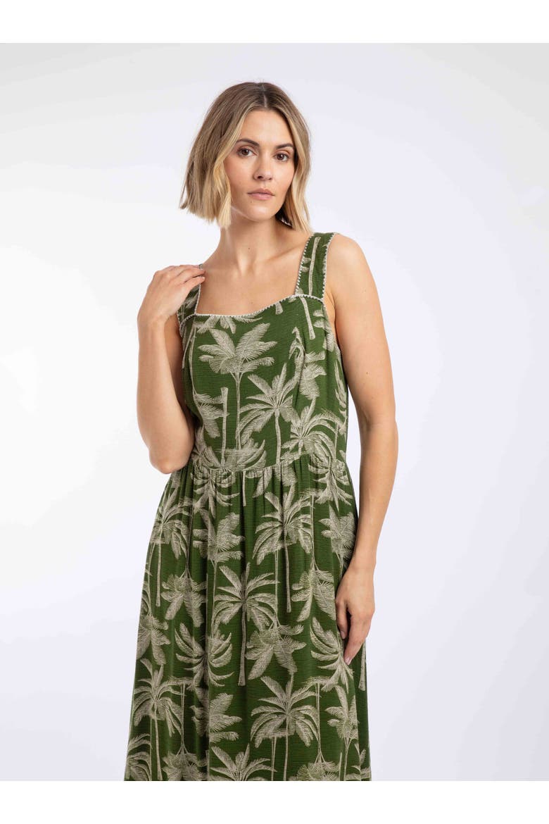 Tatum Printed Square Neck Midi Dress, Alternate, color, Ginko Green