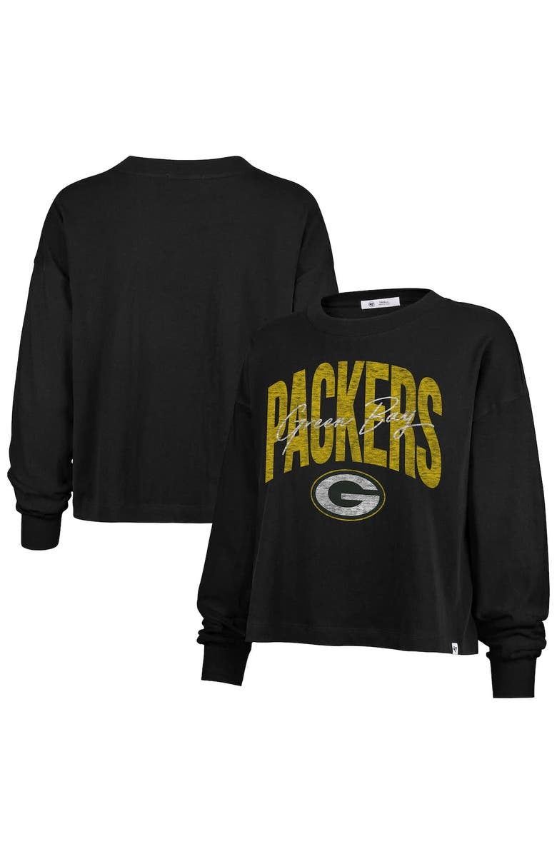 '47 Women's '47 Black Green Bay Packers Muse Sydney Long Sleeve T-Shirt, Alternate, color, Black