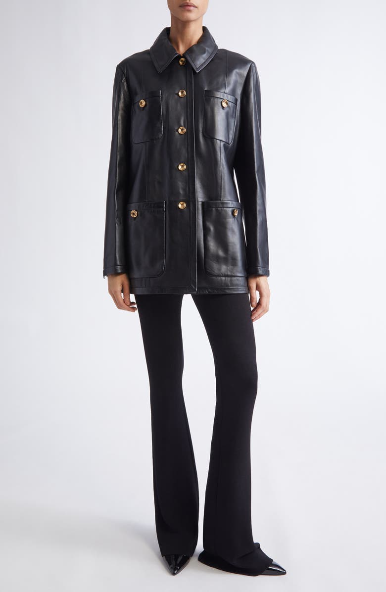 Altuzarra Leni Lambskin Leather Coat, Alternate, color, 