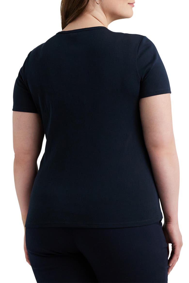 Crewneck Stretch Cotton T-Shirt, Alternate, color, LAUREN NAVY