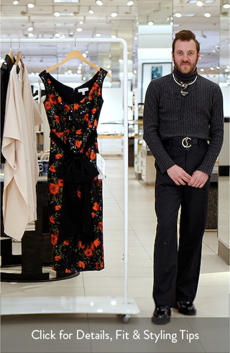 Dottie Floral Jacquard Sequin Midi Cocktail Dress, sales video thumbnail