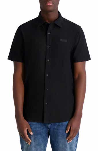 KARL LAGERFELD PARIS Textured Knit Short Sleeve Shirt