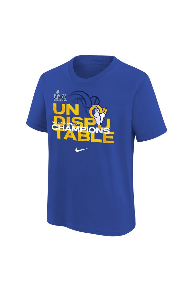 Nike Youth Nike Royal Los Angeles Rams Super Bowl LVI Champions Slogan T-Shirt, Alternate, color, 