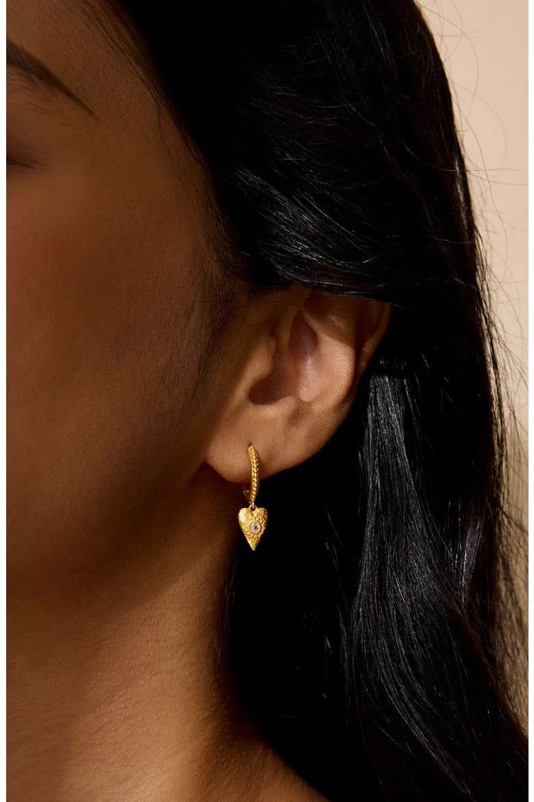 Loving Heart Huggie Earrings, Alternate, color, Gold