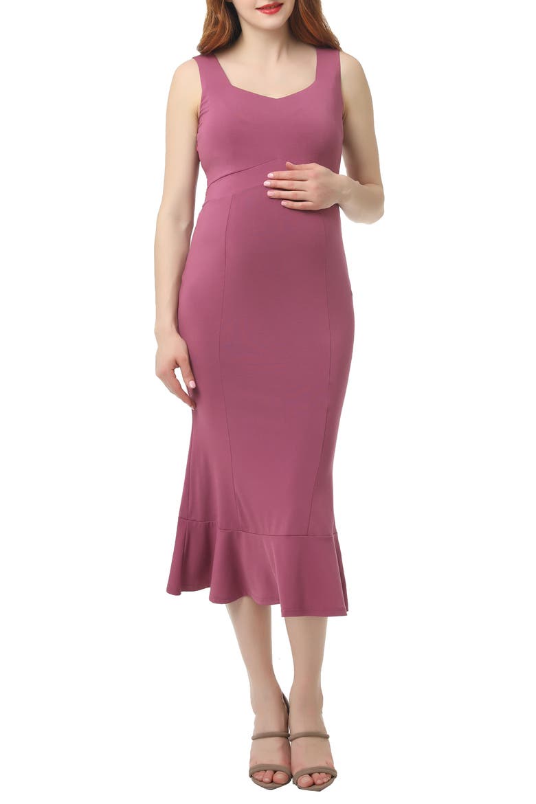 Kora Maternity Mermaid Midi Dress, Main, color, ROSE
